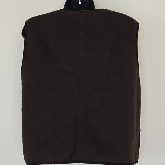 Banana Republic Faux Fur Vest Minimalist Neutral Quiet Luxury Medium Dark Brown - Picture 5 of 7